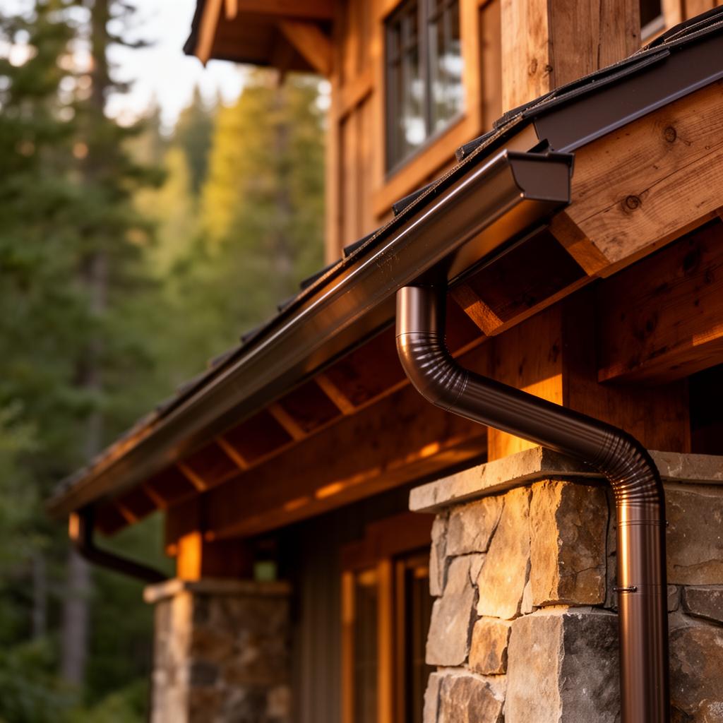 Seamless aluminum gutter installation on a home in Cherokee, North Carolina