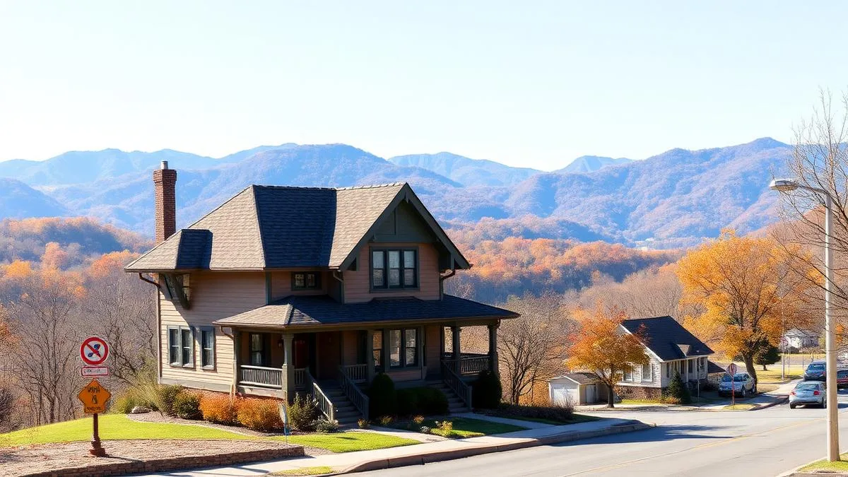 Historic craftsman home with a dimensional shingle roof on a hillside street in Waynesville, North Carolina